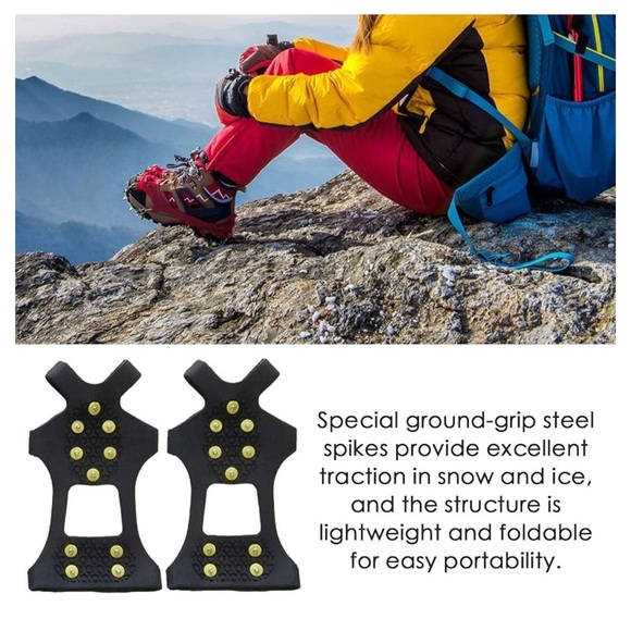 Snow Cleats Tooth Non Slip Gripper Spikes for Shoes,Anti Slip Ice 2 sets travel - Picture 1 of 2